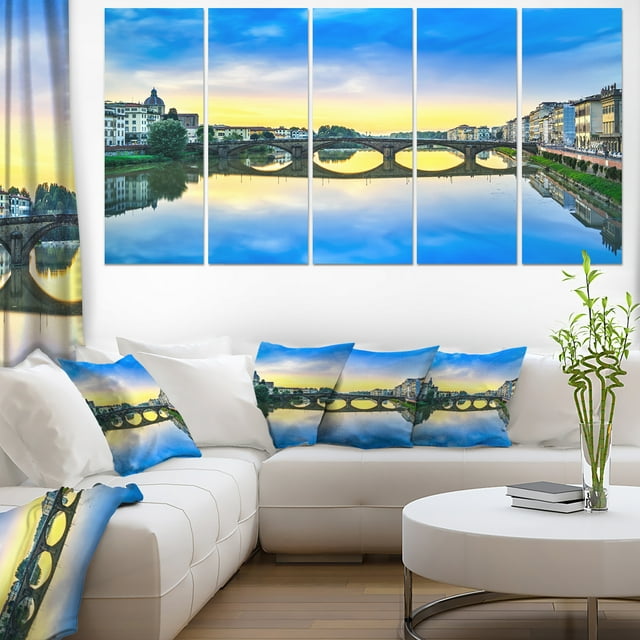 Carraia Medieval Bridge on Arno River - Beach Photo Canvas Print