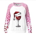 thumbnail image 4 of TIMIFIS Hauts de Noël pour Femmes Décontractés Mignons Verre de Vin Chapeau de Père Noël Imprimé Col Rond Chandail Chandails en Molleton Manches Longues Hiver Cadeaux de Noël, 4 of 4