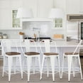 thumbnail image 5 of Andeworld Swivel Metal Bar Stools Set of 4 Counter Height Stools Counter Bar Stools with Back Swivel Metal Bar Chairs Wooded Seat 30 inch White, 5 of 9