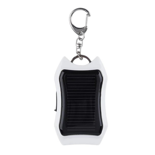 Llavero Banco de energía USB Teléfono celular Banco de energía solar con luz LED (Blanco)