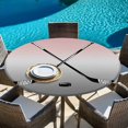 thumbnail image 6 of Pink Gray Ombre Round Tablecloth, Fitted Table Cover with Elastic for 45"-54" Round Tables, Black Hockey Sticks Minimalist Style Table Cloth Outdoor Indoor Dinning Party Waterproof Tablecloths, 6 of 7