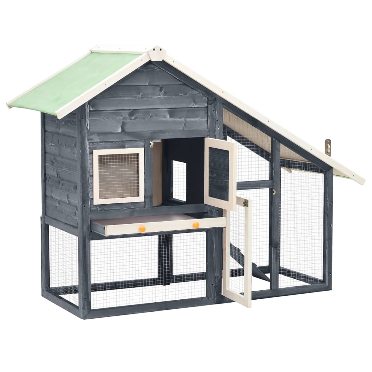 Pefilos 55" Rabbit Hutch Outdoor with Run, Solid Firwood Rabbit Cages for Indoor Large Bunny House for Two, Gray Pefilos 55" Rabbit Hutch Outdoor with Run, Solid Firwood Rabbit Cages for Indoor Large Bunny House for Two, Gray