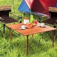 thumbnail image 3 of Portable Folding Roll-Up Camping Picnic Table, Natural Wooden Surface, with Carrying Bag, Foldable Design, Suitable for Outdoor, Beach, Party & Small Gatherings (4-6 People), 3 of 18