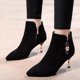 thumbnail image 3 of NECHOLOGY Botas Mujer Adulto Femenino Zapatos Botines para mujer Mujer Otoño e Invierno Tacones De Felpa Simples Y Sólidos Versátiles Punta Puntiaguda Tacones Botas Al Tobillo (Black, 8), 3 of 7