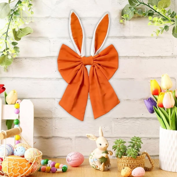 Uuiauoio Easter Bunny Ear Bow Pendant, Holiday Party and Home Decoration for Easter, Festive Hanging Ornament for Door and Wall, Reusable Seasonal Decor