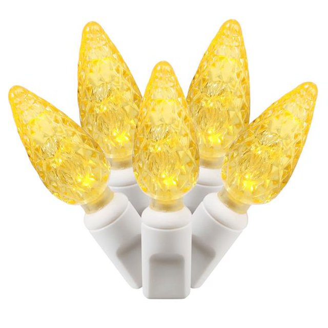 LED Fil Blanc Connectable 25 Pieds de Long avec Lumières Jaunes