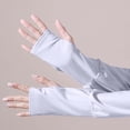 thumbnail image 4 of Maqroz Women's Anti-UV Shirt Hooded Jacket with Thumb Holes & Face Mask UPF 50+ Sun Protection Long Sleeve Crop Tops Ice Silk Quick Drying Sweatshirt Sun Shirt Hiking Outdoor White Free Size, 4 of 8