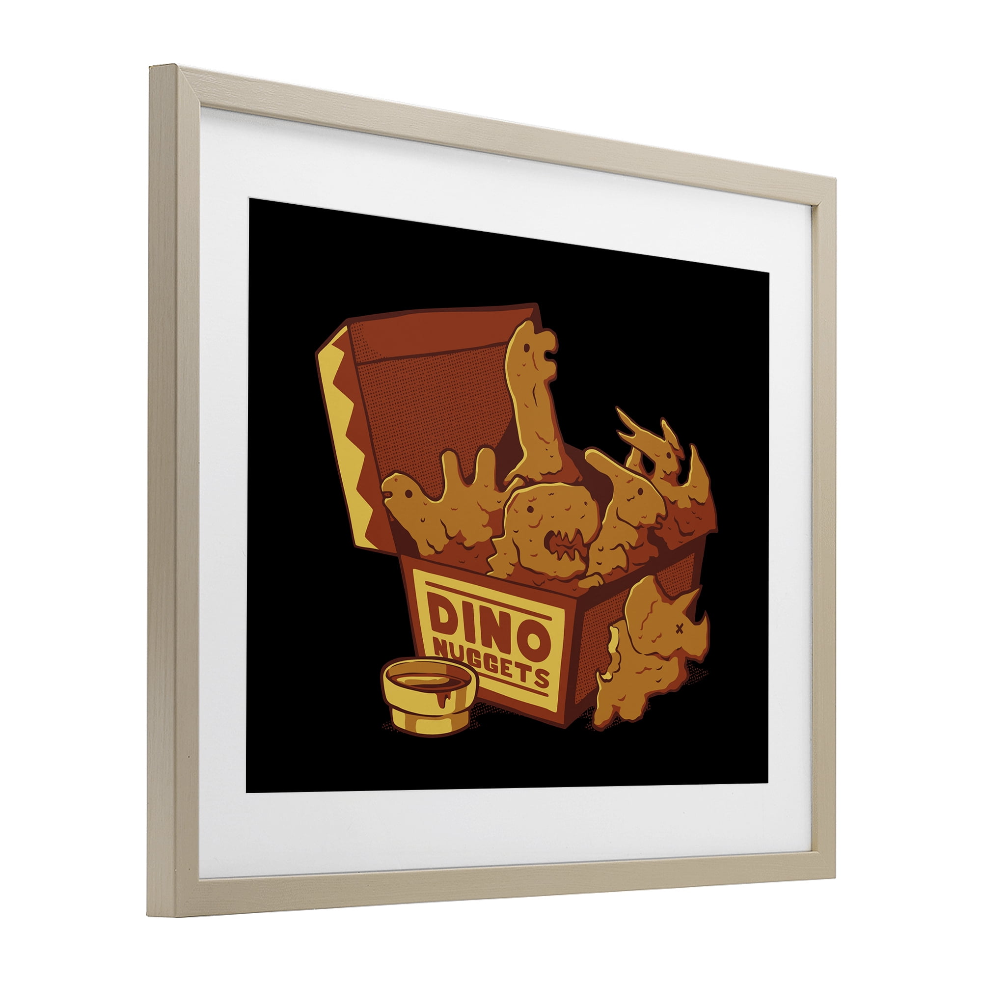 Stupell Industries Dino Nuggets with Sauce Birch Framed Print Under Glass, design by Tobe Fonseca