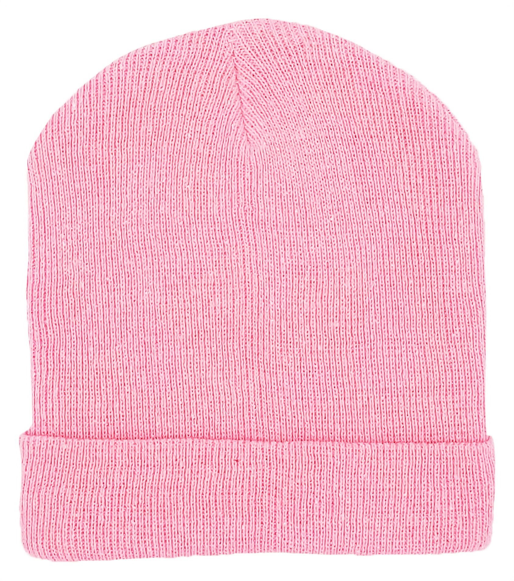 24 Pack Kids Beanies, Cuffed Winter Knit Hats for Boys Girls, Soft Thick Heat Insulating, Bulk (Assorted B)