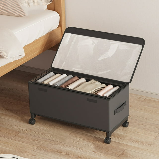 TopLLC Under Bed Storage With Wheels Larger Under Bed Storage Containers With Clear Lids Under Bed Shoe Organizer Rolling Under Bed Storage Drawers For Shoes Clothes Underbed Storage Basket