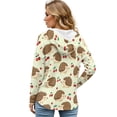 thumbnail image 2 of DISNIMO Hedgehog Cherry Printed Sweatshirts for Women Long Sleeve Hoodies Waffle Pullover Tops Lightweight Shirt for Fall Winter, XL, 2 of 7