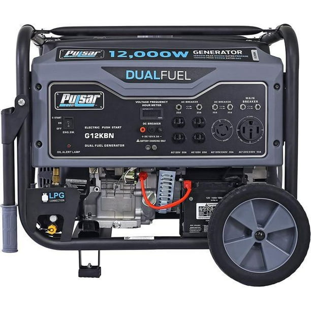 Pulsar G12KBNSG Heavy Duty Portable Dual Fuel Generator, 12,000 Watt