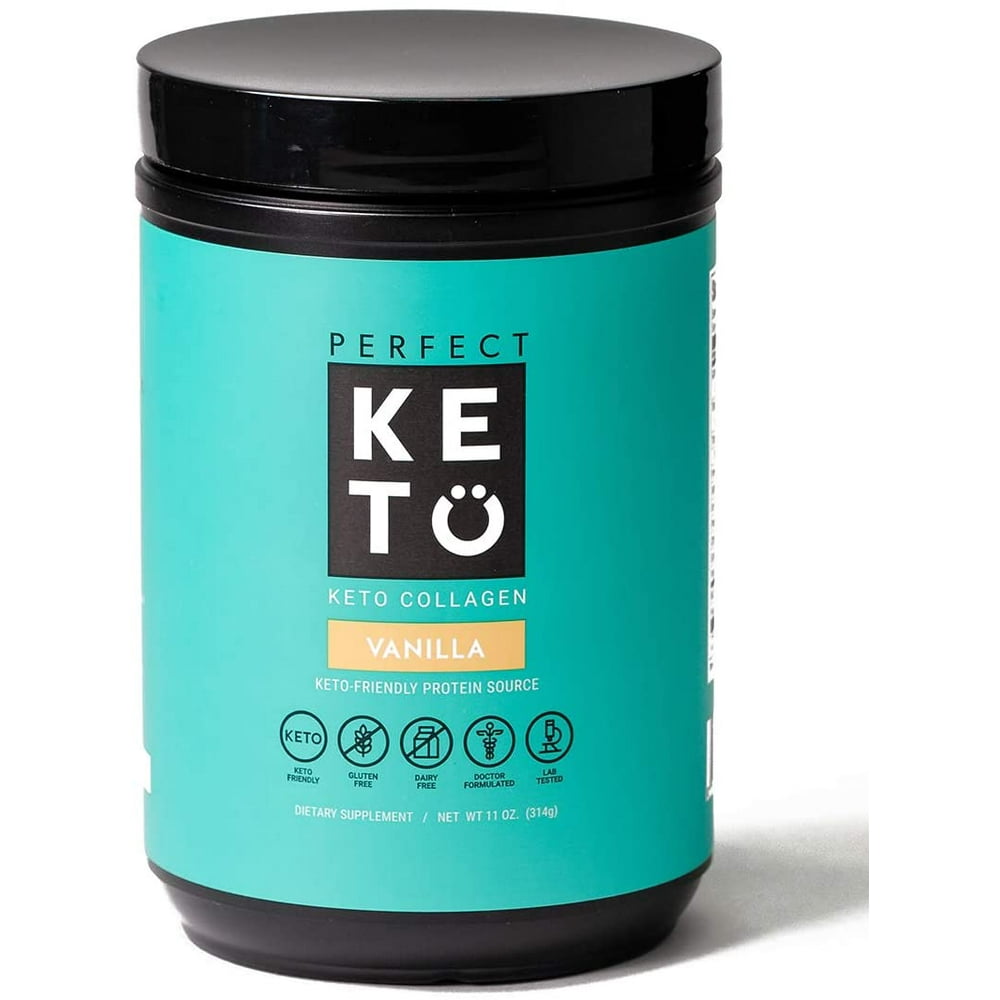 Perfect Keto Collagen Protein Powder with MCT Oil Grassfed, GF, Multi