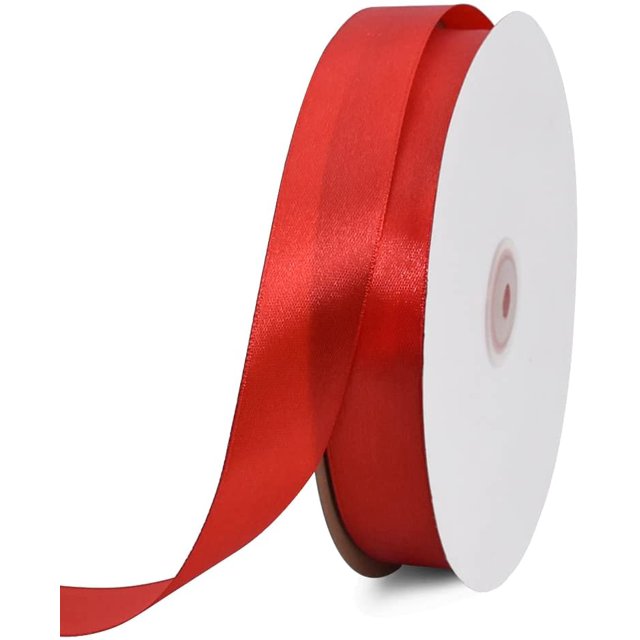 TONIFUL 1 Inch x 100yds Red Satin Ribbon Wide Solid Fabric Ribbons Roll for Valentine's Day Gift Wrapping Invitation Floral Bouquets Hair Crafts Sewing Wedding Popsicles New Year Eve Party Decoration