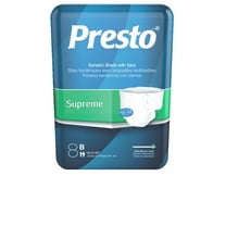 PRESTO Supreme Full Fit Incontinence Diapers/Briefs for Women and Men - Adult Diapers, Disposable, Bariatric Up to 95" Waist, 32/Case (4 bags of 8)