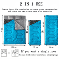 thumbnail image 2 of Double Sleeping Bag for Two Adults, Queen Size XL, 3-Season, Waterproof, Semi-Rectangular, Lake Blue Grey, 2 of 7