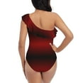 thumbnail image 5 of Easygdp Red Geometric Women's One Shoulder Ruffle Monokini Bathing Suits with Removable Chest Pad, Quick Drying - Large, 5 of 8