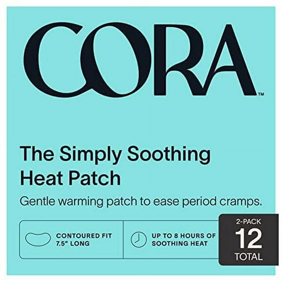 cora Heat Relief Patch 2 Pack - Apaiser les Crampes jusqu'à 8 Heures avec de la Chaleur du Charbon Actif - Adhère à Vos Vêtements pour Soulager les Crampes Exactement Là Où Vous en Avez Besoin