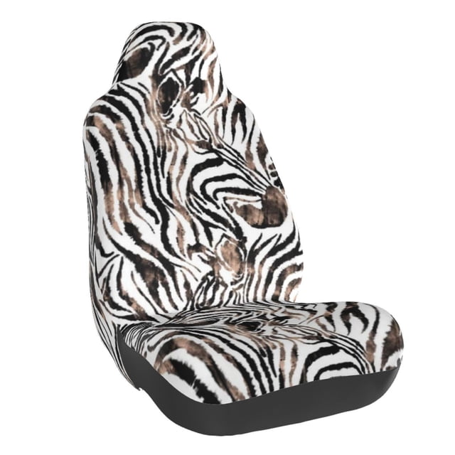 Wukai Leopard And Zebra Full Set Car Seat Covers with Soft Padding Universal Auto Front Seats Protector and Cushion Mat