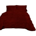 thumbnail image 2 of D.N.G. BEDDINGS 800 Thread Counts, 100% Egyptian Cotton, 550 GSM Microfiber filled Quilt Ruffled With Small Pom Pom Textured 3 Piece Super King Size Comforter Set, Burgundy, 2 of 6