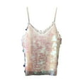 thumbnail image 3 of Women's Tanks Sleek V-Neck Sequined Tank Top with Fish Scale Shine for Women White One Size, 3 of 3