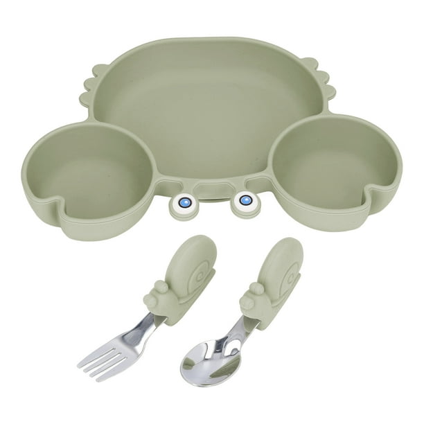 Juego de 3 uds de platos divididos para niños pequeños plato de succión de silicona para bebés plato de destete para bebés con cuchara tenedor para niños entrenamiento de ANGGREK Otros
