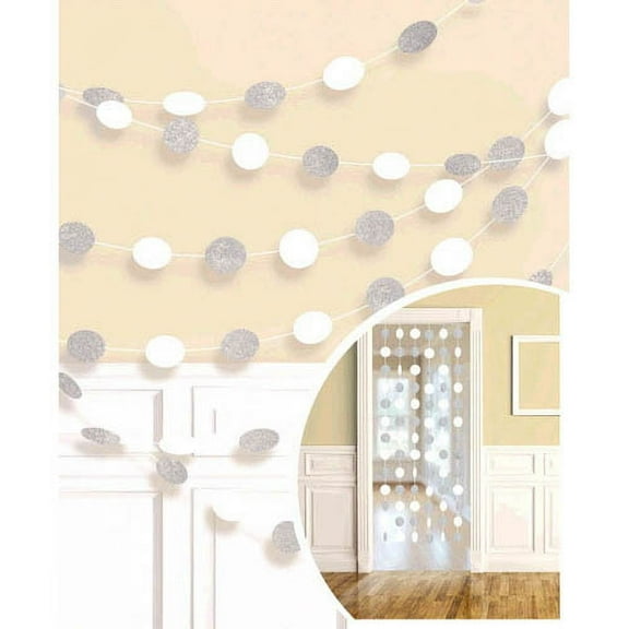 White Glitter Dot Garland (6pc)