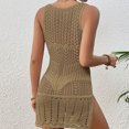 thumbnail image 4 of HBYJLZYG Beach Cover Ups For Women, Bathing Suit Knitted Hollow Out Coverups Bikini Swimsuit Beach Loose Sleeveless Dress, 4 of 5