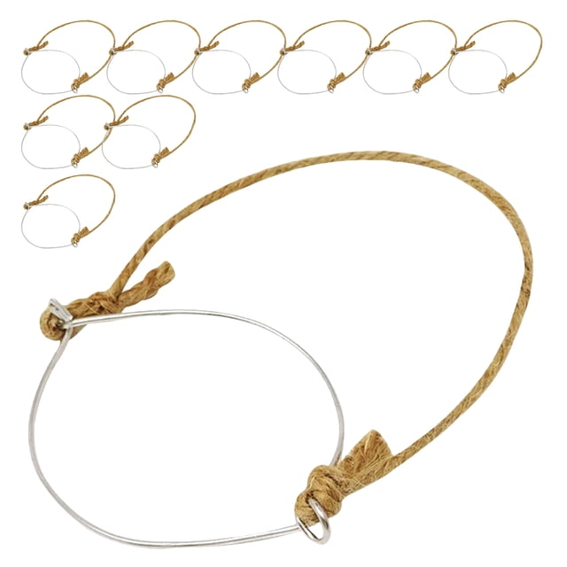 TABLZONE 10Pcs Universal Mason Jar Hanging Handles with Sturdy Metal Rings and Burlap for Outdoor Use