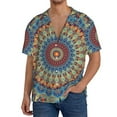 thumbnail image 3 of Easygdp Round Mandala Men's Casual Short-sleeved Shirt with Pocket and Button Suitable for Beach Vacation Leisure - X-Large, 3 of 7
