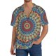 thumbnail image 1 of Balery Round Mandala Camisa Casual de Manga Corta con Botones para Hombre, Texturizada, Estilo Cubano, para Playa, Verano-Large, 1 of 5
