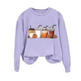 thumbnail image 2 of Sweatshirts for Women Thanksgiving Printed Loose Casual Long Sleeved Hooded Sweatshirt,Womens Sweatshirtss Purple, 2 of 3