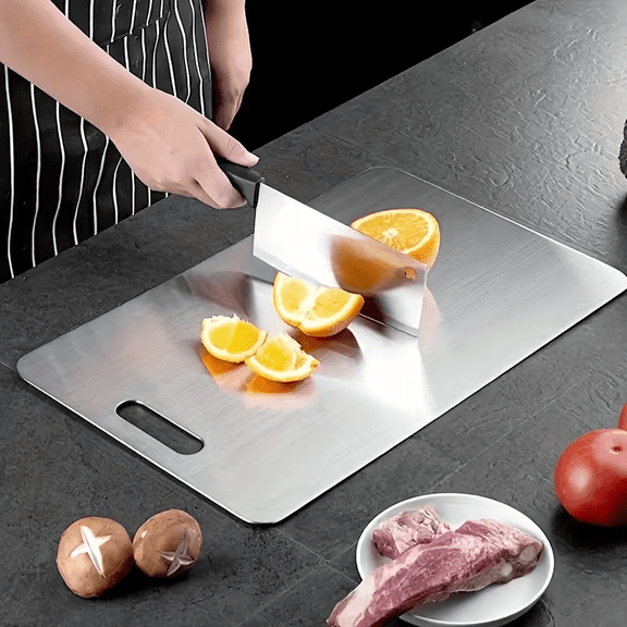 Bodaon,Double-Sided 304 Stainless Steel Durable Easy to Clean Cutting Board,Silvery