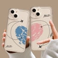 thumbnail image 2 of Aircraft Love Heart Couple Phone Case For iPhone 13 11 12 14 15 Pro Max Mini XS Max XR SE 14 Plus Plane Transparent Cover Fundas, 2 of 5