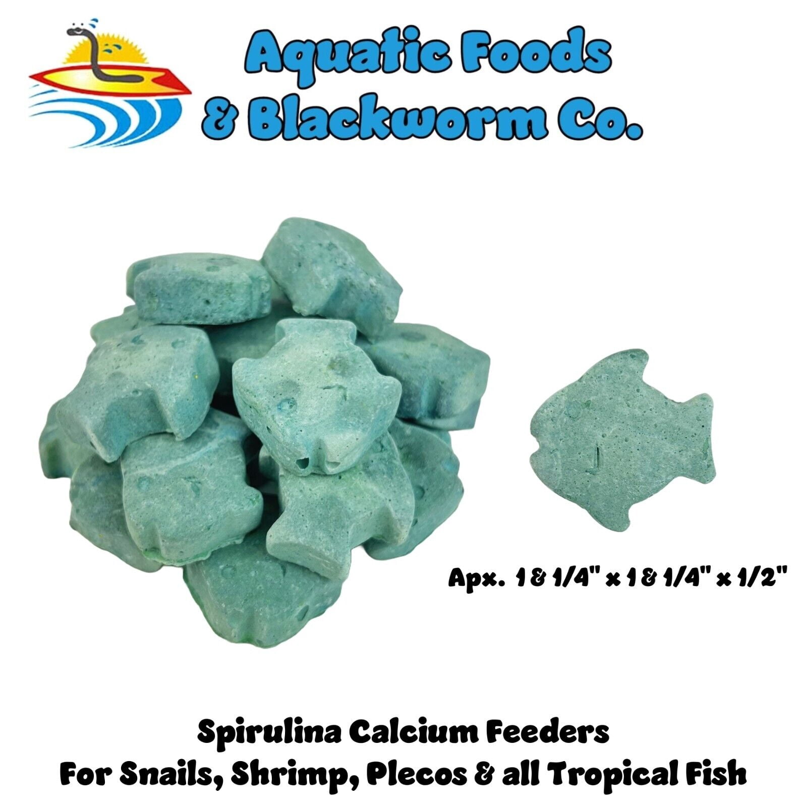 Aquatic Foods Inc. Spirulina Enriched Calcium Feeders for Shrimp, Snails, Crabs, Crayfish, Pleco, Catfish, All Tropical Fish…100 Count Bag