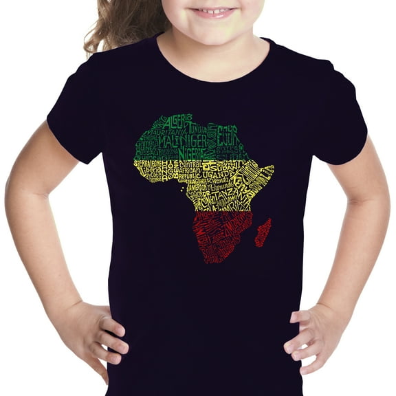 LA Pop Art Girl's Word Art T-shirt - Countries in Africa