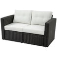 thumbnail image 2 of Resenkos 2 Pieces Patio Wicker Corner Sofa Set, Outdoor Sectional Furniture, Beige, 2 of 11