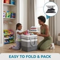 thumbnail image 3 of 2 Pack Extra Large Laundry Basket, Collapsible Waterproof Laundry Hamper, Heavy-Duty Handled Freestanding Storage Bin, 75L Grey Organizer for Clothes, 3 of 7