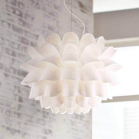 Possini Euro Design White Flower Hanging Pendant Lighting Fixture 25 1/4"" Wide Modern Blooming Curved Petals for Dining Room Living House Home Foyer Kitchen Island Entryway Bedroom High Ceilings
