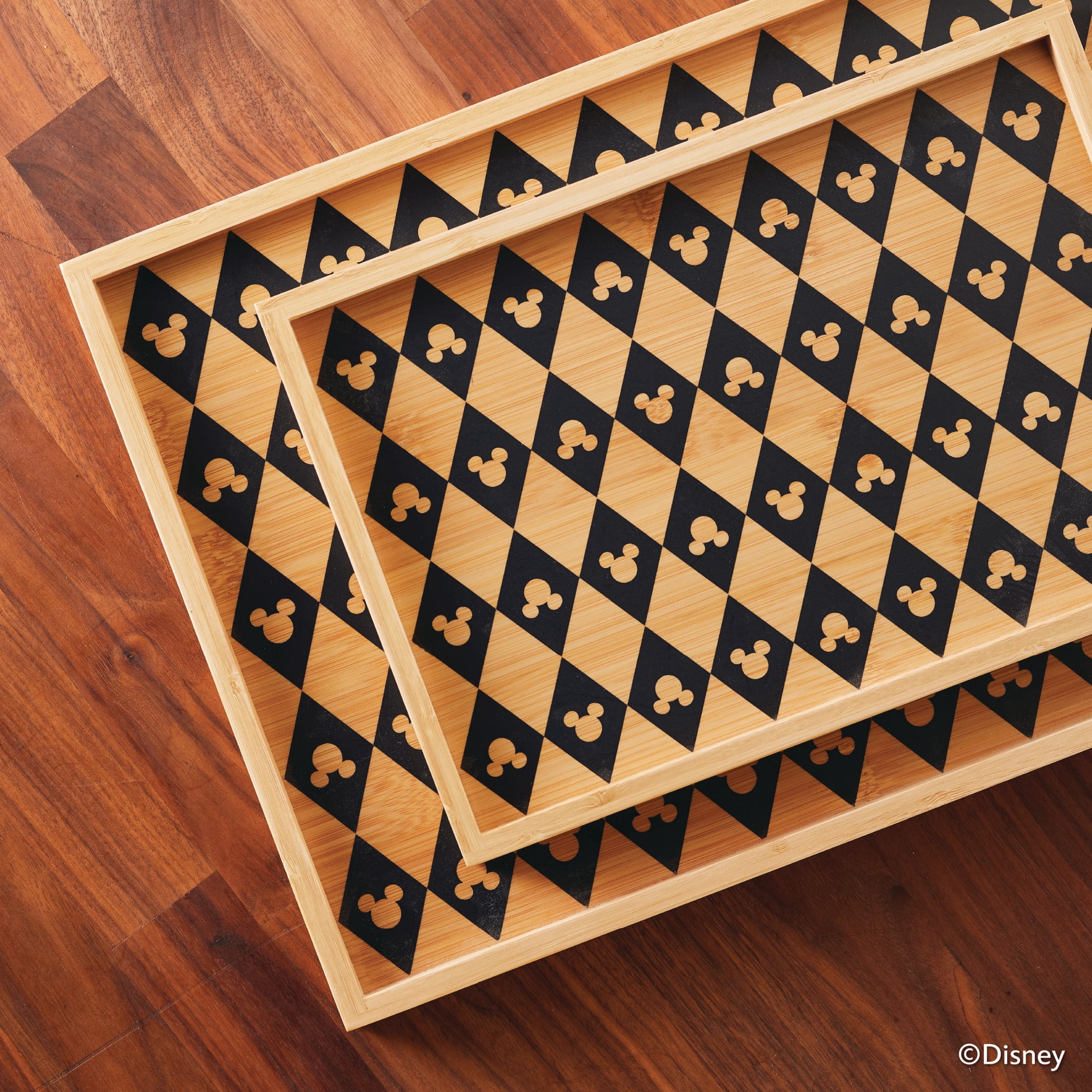 Disney Home Monochrome 13.7 Inch x 10.2 Inch, Large Serving Tray features Mickey’s iconic silhouette, Bamboo