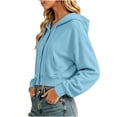 thumbnail image 6 of Luvrsol Hoodies Women Cropped Jacket Button Front Hooded Long Sleeve Drawstring Top with Pockets S-2XL, 6 of 7