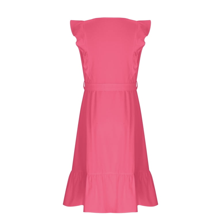 peplum dress size 14 Mgmyaa Girls Elegant Dresses Kids Summer A-line Ruffle Sleeve Peplum Dress Size 3-14 Years, Girl's, Size: 9Y, Pink