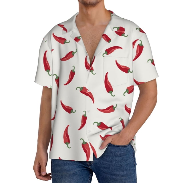 Fotbe Chili Camisa Estampada de Manga Corta para Hombre, Casual de Verano, Estilo Playero, Sin Arrugas-4X-Large