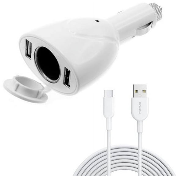 2-Port USB Charger for Galaxy XCover/Xcover6 Pro - 6ft Type-C Cable Power Cord DC Socket Splitter USB-C Wire Adapter for Samsung Galaxy XCover/Xcover6 Pro