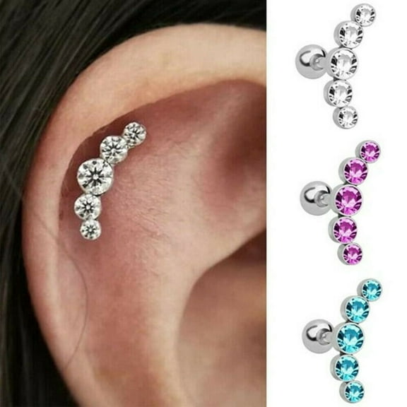 Designice Rkjia 1Pc Women Rhinestone Cartilage Helix Tragus Ear Stud Earring Piercing Jewelry