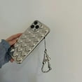 thumbnail image 6 of iPhone 12 Pro Heart Case, Fashion Bling Glitter Silver Cute Soft Silicone Tin Foil Case with Heart Strap Bracelet Chain Women Girls Case for iPhone 12 12 Pro, 6 of 9