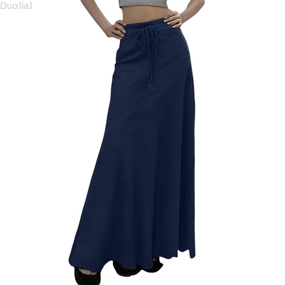 DuoJiaJ Women's 2026 Solid Color Sports Casual Commuting Loose Elastic Waist Skirt Skirts For Women Blue L