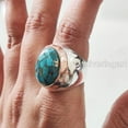 thumbnail image 6 of Blue Copper Turquoise Mens Ring, Natural Turquoise Ring, Oxidized Two Tone, 925 Silver Ring, Birthday Gift, Heavy Mens Ring, Arabic Design, Ottoman Style Ring, Christmas, Turkey Mens Signet Ring, 6 of 8