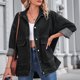 thumbnail image 4 of Chaqueta Vaquera de Mujer, Estilo Boyfriend, Extragrande, con Botones, Larga, Aberturas Laterales Negro y Gris M, 4 of 9
