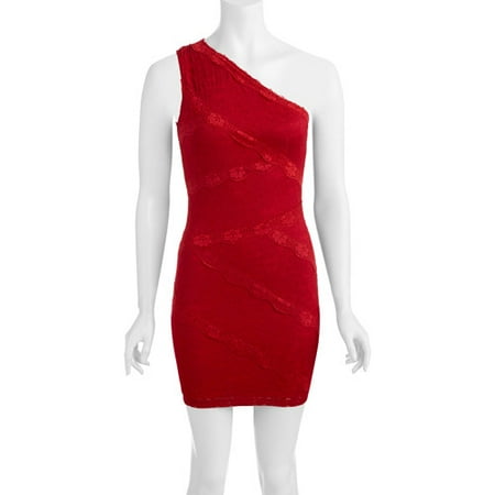 Juniors' Lace One Shoulder Dress